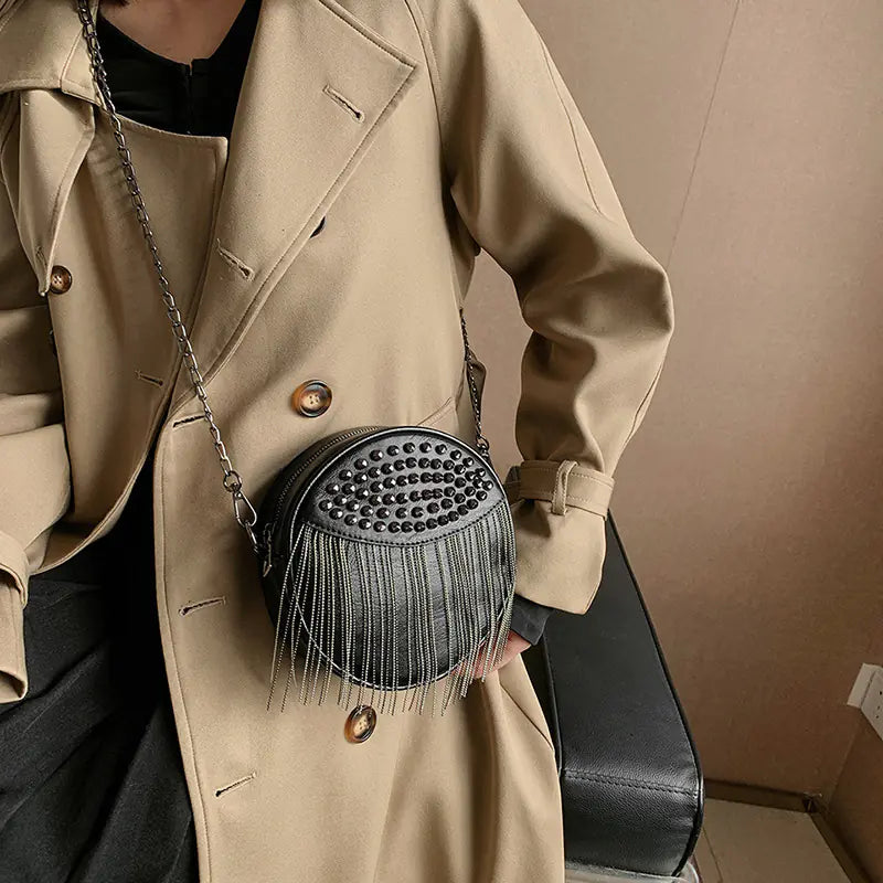 Style Loft Collection Round Tassel Crossbody Shoulder Bag