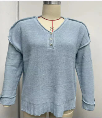 Style Loft Collection Laptop At The Coffeeshop Loose Button Knitted Sweater