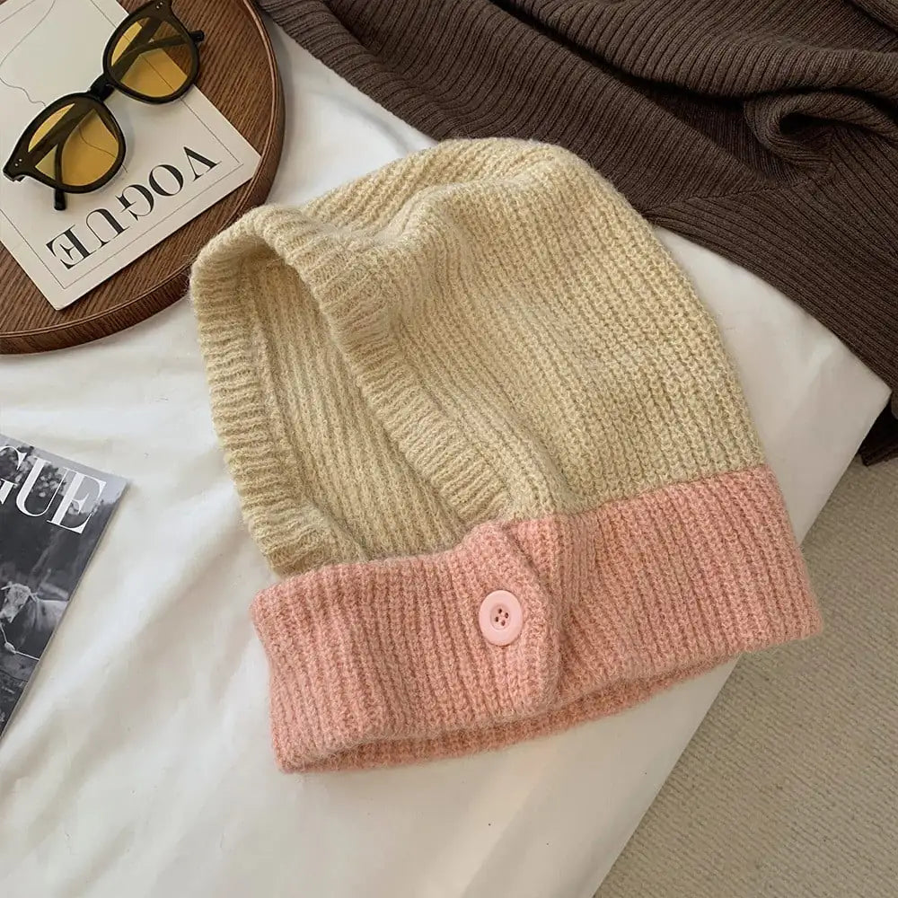 Style Loft Collection Button Up Wool Cap and Neck Warmer