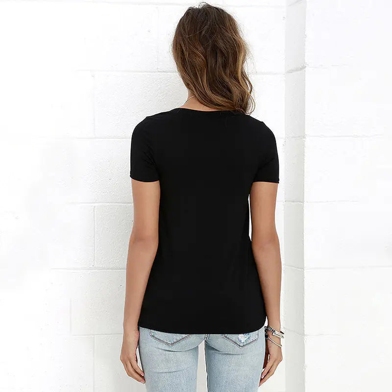 Style Loft Collection Afternoon Safari V-Neck Solid Color Tie T-Shirt