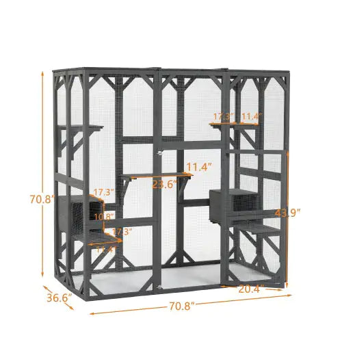 Style Loft Collection Outdoor Wooden Cat Apartment with Jump Platform