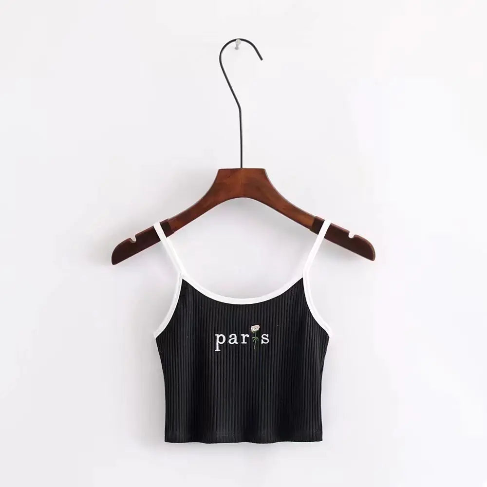 Style Loft Collection Embroidered Cropped 40 World Cities Tank Top