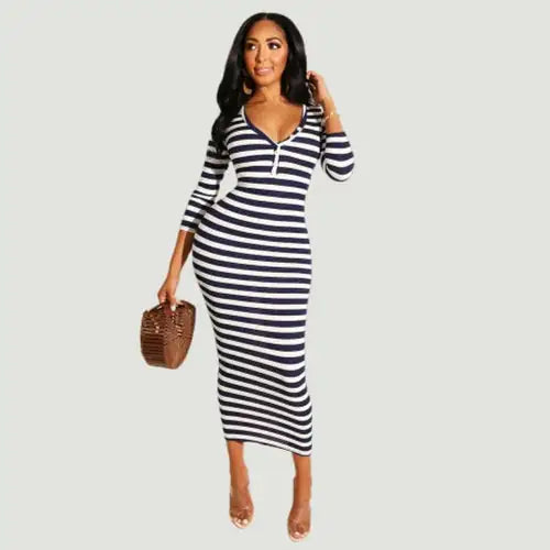 Style Loft Collection Glam Striped Midi Dress