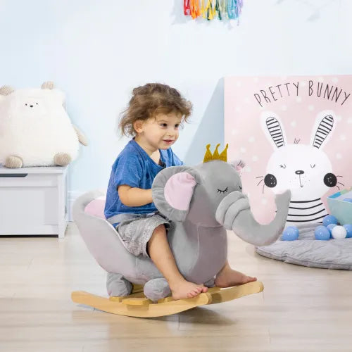 Style Loft Collection Baby Elephant Wooden Rocking Chair