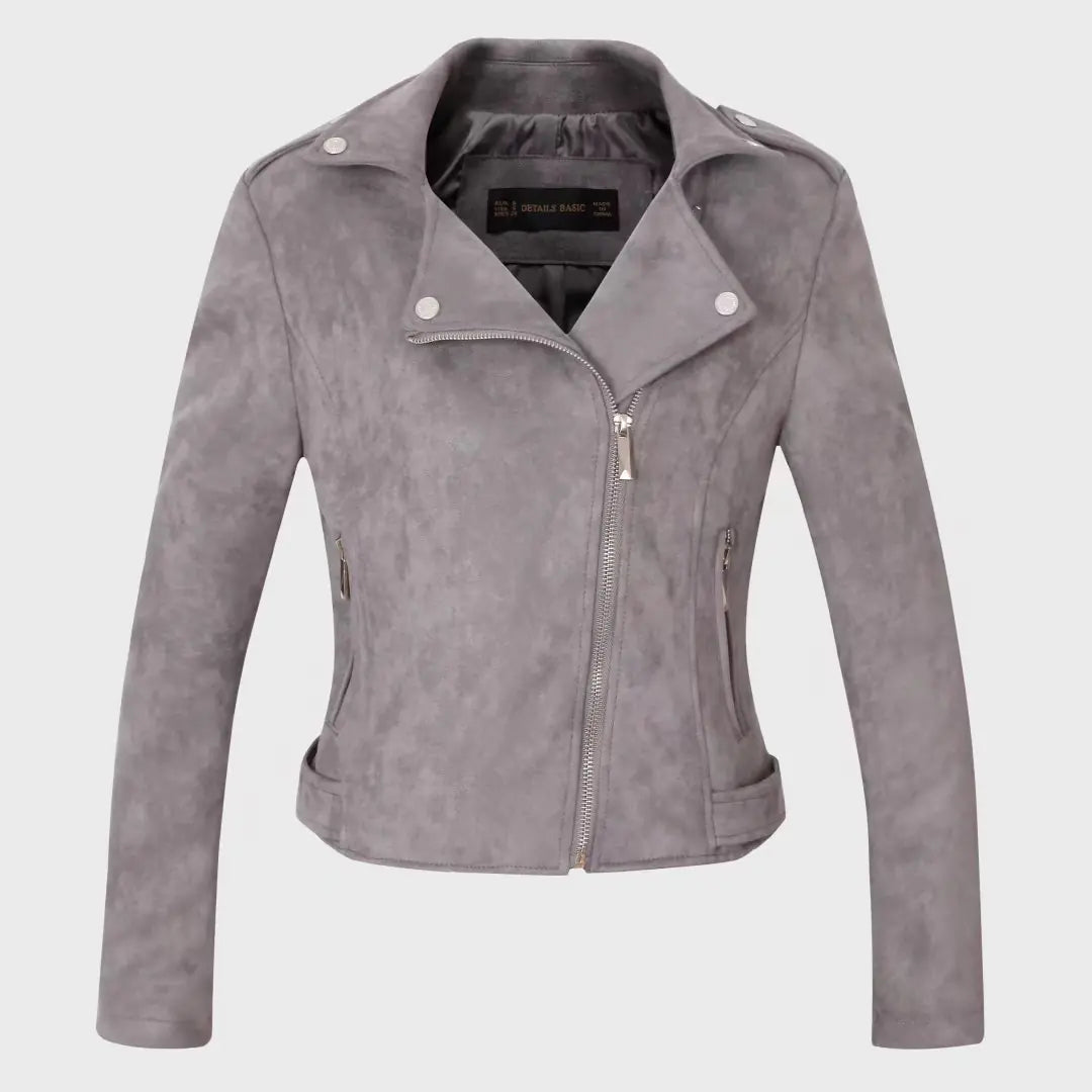 Style Loft Collection Dodge City Vegan Suede Asymmetrical Zipper Jacket