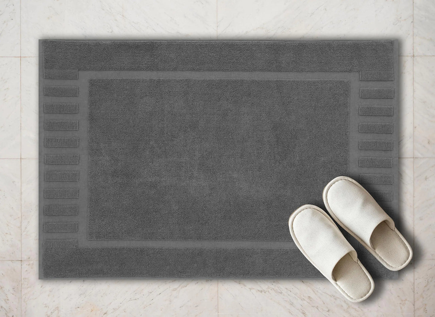 Luxury Bath Mat Floor Towel Set 22 x34 in 2 Pack Dark Gray Absorbent Cotton